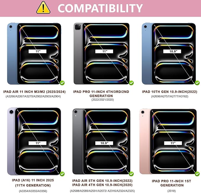 E NET-CASE Case for iPad Air 11-inch M4/M3/M2 (2026/2025/2024)/iPad (A16) 11th Gen 11 2025/iPad 10th Gen 10.9 2022/iPad Air 5th/4th Gen (2022/2020) 10.9Briefcase-Style Stand Cover(Rose Pink)