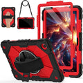 Case for Galaxy Tab A11+ Plus 2025/ A9+ 2023 11 Inch Rugged Samsung Tab A11 Plus Case Galaxy A9+ Tablet Cover with 360 Rotating Hand Strap Stand Shoulder Strap Screen Protector Black Red