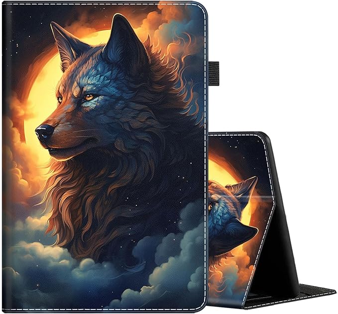Case for All-New Amazon Kindle Fire HD 10 and Fire HD 10 Plus Tablet (13th/11th Generation 2023/2021 Release) 10.1 Slim Folding Stand Cover with Auto Wake/Sleep Wolf Art
