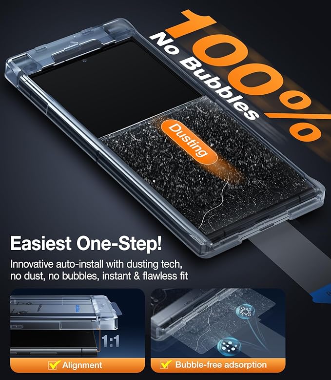 UltraGlass Unbreak Top 9H+ Glass for Samsung Galaxy S24 Ultra Screen Protector [Military Grade Shatterproof &amp Longest Durable] Screen Protector S24 Ultra Tempered Glass Auto Installation 2 Pack