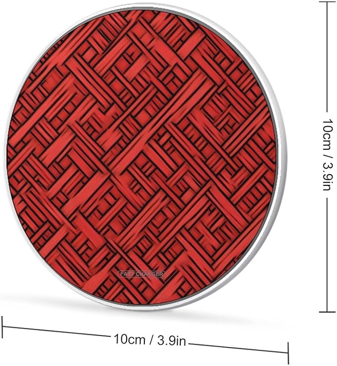 Red Japanese Woven Pattern Phone Charger Magnetic Charging Pad Anti-Slip with USB Cable