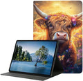 Case for iPad 9th/8th/7th Generation (2021/2020/2019) 10.2-inchSlim PU Leather Cover Adjustable Stand Auto Wake/SleepCute Highland Cow