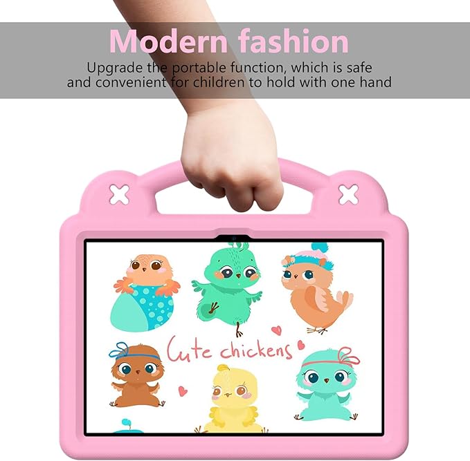 Compatible with Amazon Fire HD 8/HD 8 Plus (2020/2022)/Fire HD 8 2024 Tablet Case Kids Friendly Universal Lightweight Shockproof Protective Case with Shoulder Strap &amp Stand Handle Pink