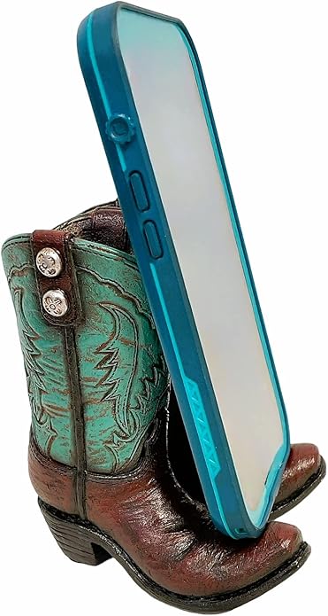Cell Phone Stand in rustic western style cowboy boots design - phone or other electronic device holder dock stand (Great stocking stuffer Idea)