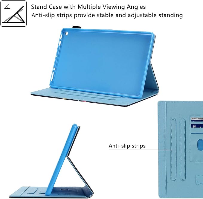 Kindle Fire HD 10 2019/2017 Tablet Case 9th/7th Generation Smart PU Leather TPU Back Folio Stand Cover with Card Slots Pencil Holder [Auto Wake/Sleep] for Amazon Fire HD 10.1 Gold Marble