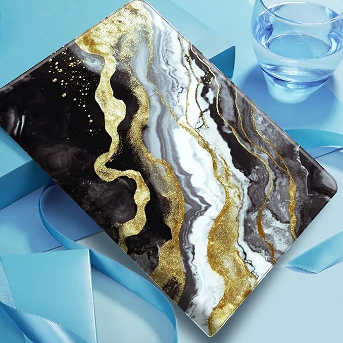Case for iPad Pro 13 Inch Case 2024 M4 (7th Generation) PU Leather Smart Protective Cover with Auto Sleep/Wake for iPad Pro 13 2024Black Gold Marble