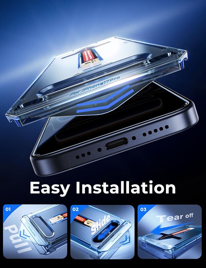 MAGIC JOHN 2 Pack for iPhone 17 Pro [6.3] inch Privacy Glass Screen Protector Auto Dust-Elimination Bubble Free Easy Installation Daily Drop Protection
