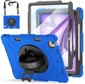 Case for iPad Air 13 Inch M4/M3/M2 (2026/2025/2024): Silicone Shockproof Case with Screen Protector - Stand - Handle - Shoulder Strap - Pen Holder- Blue