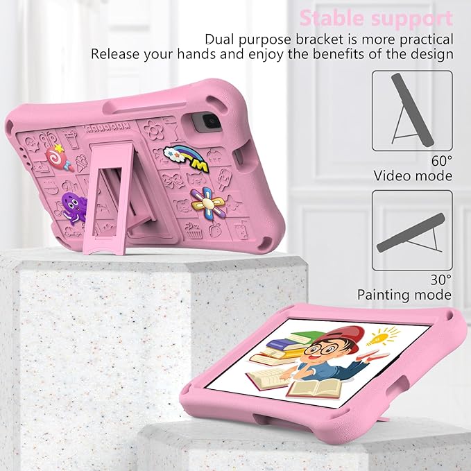 Kids Case for Samsung Galaxy A11(SM-X130/X135) 2025 Tablet 8.7/ Tab A9 8.7 (SM-X110 X115)/Tab A7 Lite 8.7 2021 (SM-T227/T225/T220)/Tab A 8 2019 T290 T295 Shoulder Strap Bumper Pink