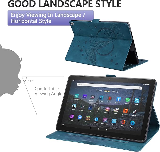 Dteck Case for All-New Amazon Fire HD 10 Tablet 13th Generation 2023 10.1 HD 10 &amp 10 Plus Tablet 11th Generation 2021 CoverMulti-Angle Stand Slim Folio Shockproof Protective Wallet Case Blue