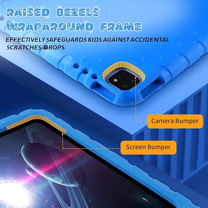 for iPad Pro 13 inch Case 2024 Shockproof Kids iPad 13 Pro Case Protective Cover for iPad Pro 13 M4 with Pencil Holder Anti-Slip Handle Stand Blue