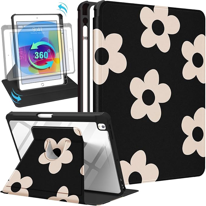 2-for iPad 789-Black Small Flower