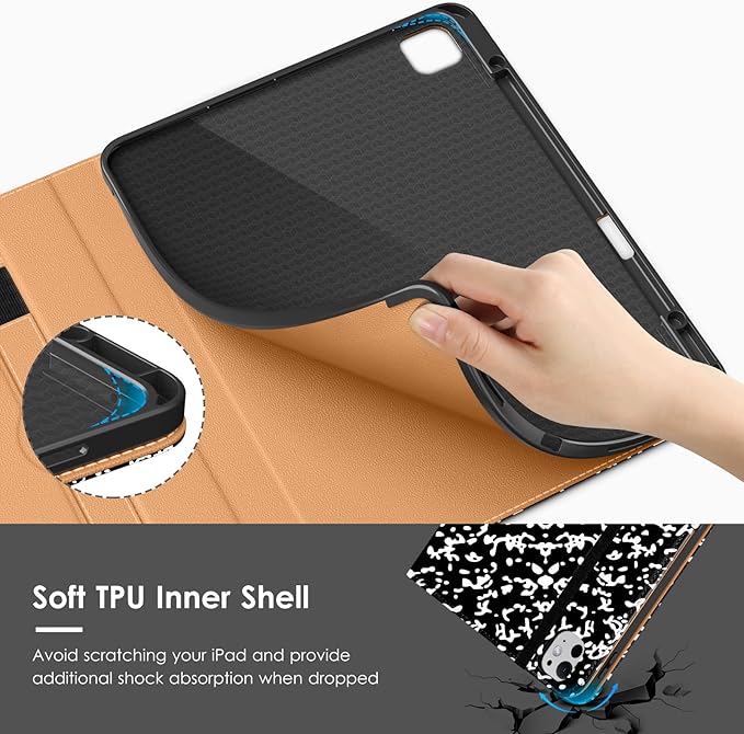 VIKESI Case for iPad Pro 13 (M4) 2024 Leather Stand Cover with Apple Pencil Holder Auto Wake/Sleep Multiple Viewing Angles Built in Hand Strap &amp Pocket Book