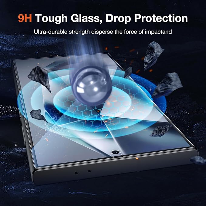 2 Pack HD Screen Protector for Samsung Galaxy S24 Ultra High Definition Clarity Protective Film 100% Fingerprint Unlock 9h+ Tempered Glass Automatic Dust RemovalSensitive Touch Ultra-thin Design