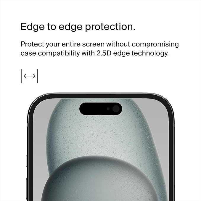 Belkin ScreenForce TemperedGlass Treated Privacy Screen Protector for iPhone 15 and 14 Pro - Slim &amp Scratch-Resistant - Includes Easy Align Tray for Bubble Free Application