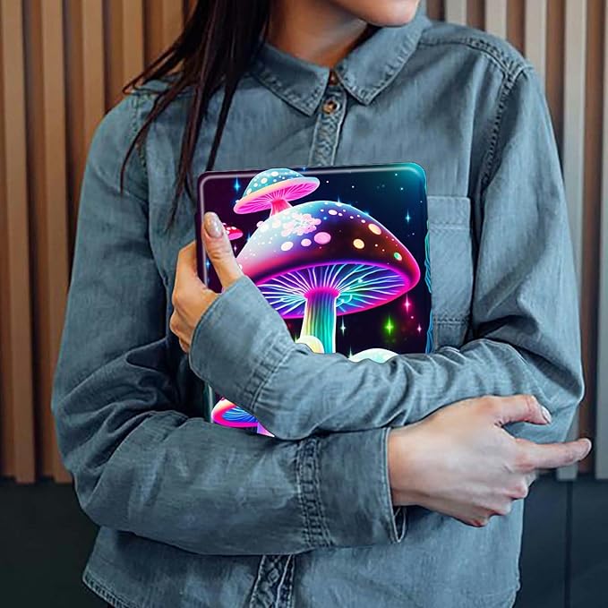 Case for Kindle Fire HD 10 Tablet (5th/7th/9th Generation2015/2017/2019 Release) Gorgeous Mushrooms Theme 360 Degree Rotating Stand Protective Cover with Auto Sleep/Wake for HD 10 Tablet