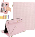 Dteck Handbag Case for iPad 9th/8th/7th Generation 2021/2020/2019 10.2 Inch with Pencil Holder Folio Stand PU Leather Crossbody Shoulder Hand Strap Card Pockets Magnetic Envelope Wallet CoverPink