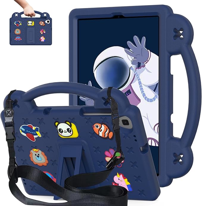 Compatible with Huawei MediaPad T5 10.1/Lenovo Tab M10/Lenovo Tab P10 Tablet Case Kids Lightweight Shockproof Protective Case with Shoulder Strap &amp Stand Handle - Navy Blue