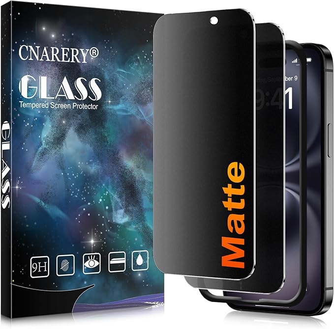 2 Pack matte privacy Screen Protector for iPhone 16 pro