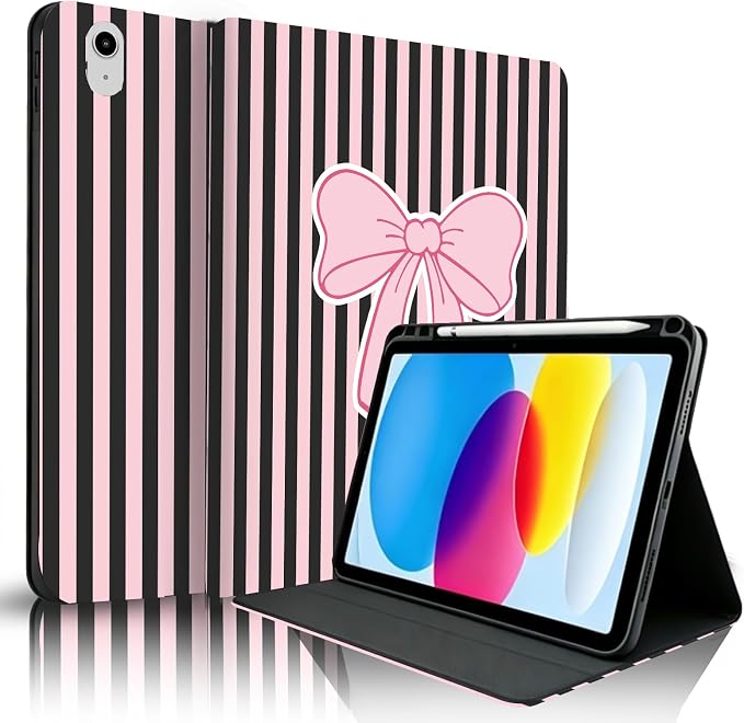 Pink Black Striped-Pink Bow