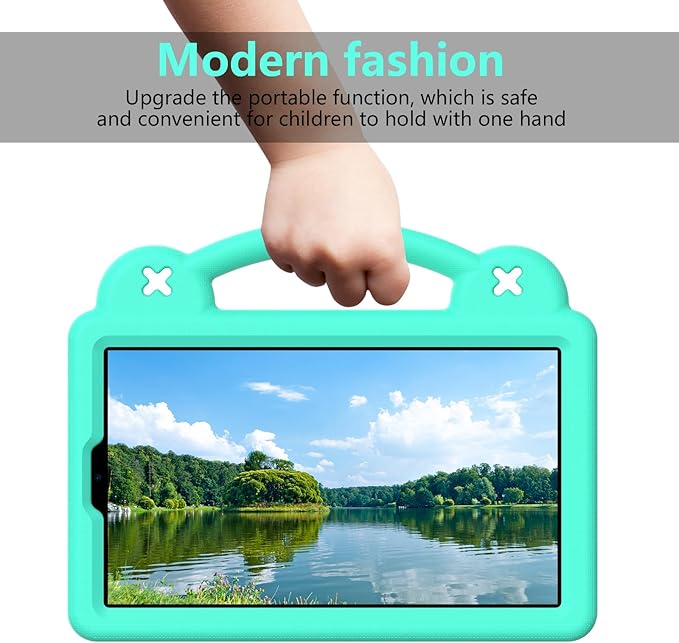 Compatible with Lenovo Tab One 2025 8.7 inch Tablet Case Kids Friendly Universal Lightweight Shockproof Protective Case with Shoulder Strap &amp Stand Handle Mint Green