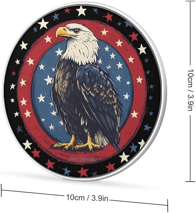 United States Bald Eagle1 4th of July Phone Charger Magnetic Charging Pad Anti-Slip with USB Cable