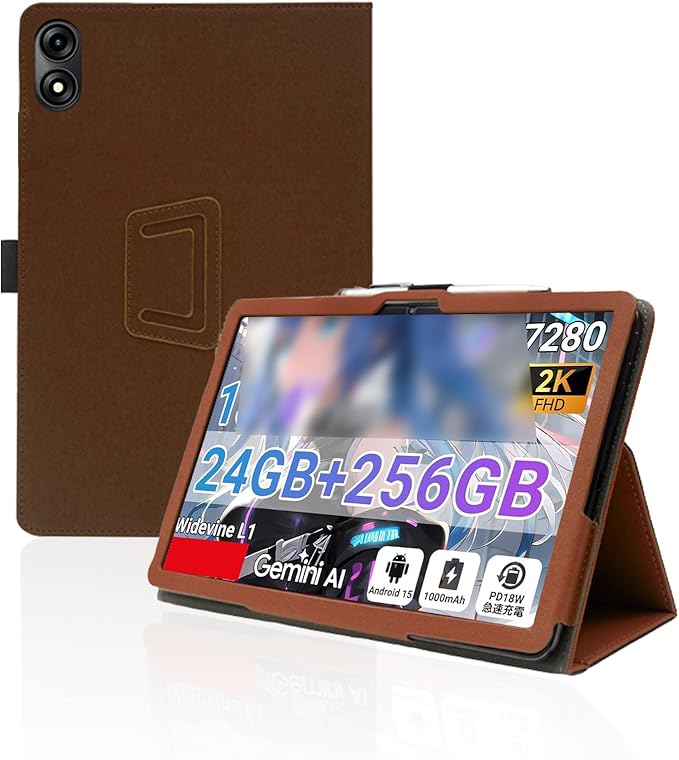 for TABWEE T60 Pro/VekfulPC T60 Pro 13.4 Inch Android Tablet CaseBOVUGAC Folding Stand Protective Cover with Pencil Holder and Wrist StrapFull Protection Premium PUScratch Resistant(Brown)