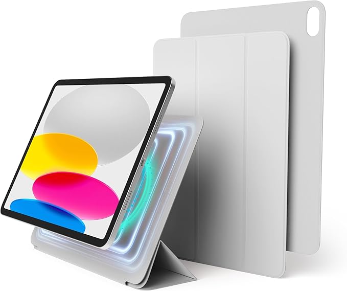 elago Case for iPad A16 10th Generation - Magnetic Attachment to Metal Materials Compatible with elago's Apple Pencil case (Light Grey)