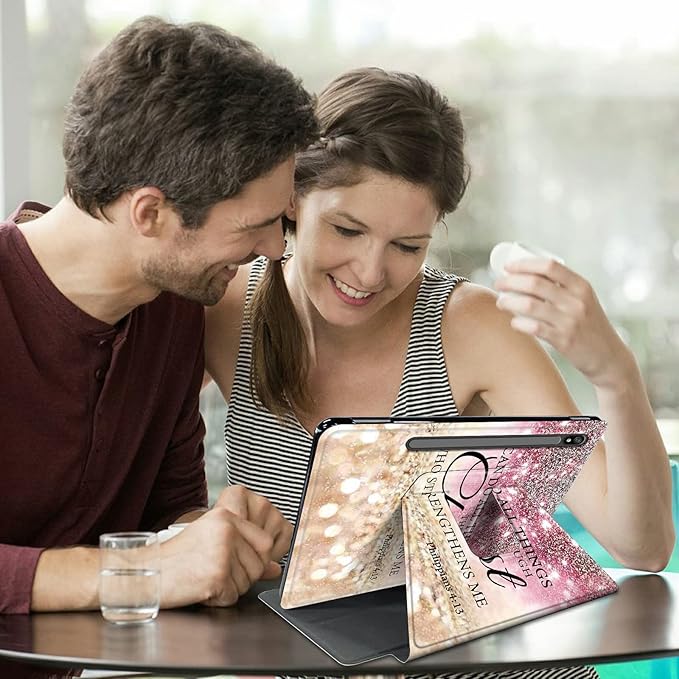 FUYOCWE Case for Samsung Galaxy Tab S8 Plus/S7 FE 5G Tablet Case360 Degree Rotating Swivel Stand Flip Smart Cover Case for Galaxy Tab S7 FE/S8 Plus/S7 Plus 12.4''-I can do All Things Through Christ