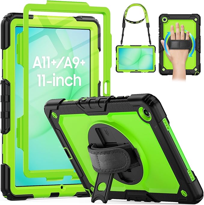 HXCASEAC Case for Samsung Galaxy Tab A11+ Plus 11 Inch Protective with Screen Protector/Hand Strap/Pen Holder Sturdy Shockproof for Samsung A11 Plus Tablet Case 5G SM-X230 SM-X236 SM-X238U - Green