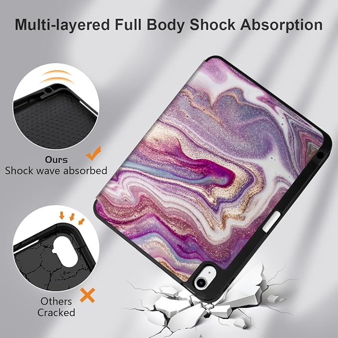 DONGKE for iPad Air 11 Inch Case M4 2026 / M3 2025 / M2 2024 &amp iPad Air 5th 2022 / 4th Gen 2020 10.9 Inch Ultra Thin Soft TPU Back Cover with Pencil Holder Support Auto Wake/Sleep Pink Marble