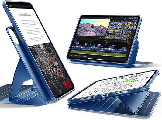 ESR for iPad Pro 13 Inch Case (M5/M4) 2025/2024 Rotating Case with Removable Magnetic Cover Adjustable Portrait/Landscape Stand 9 Standing Angles Shift Series Blue
