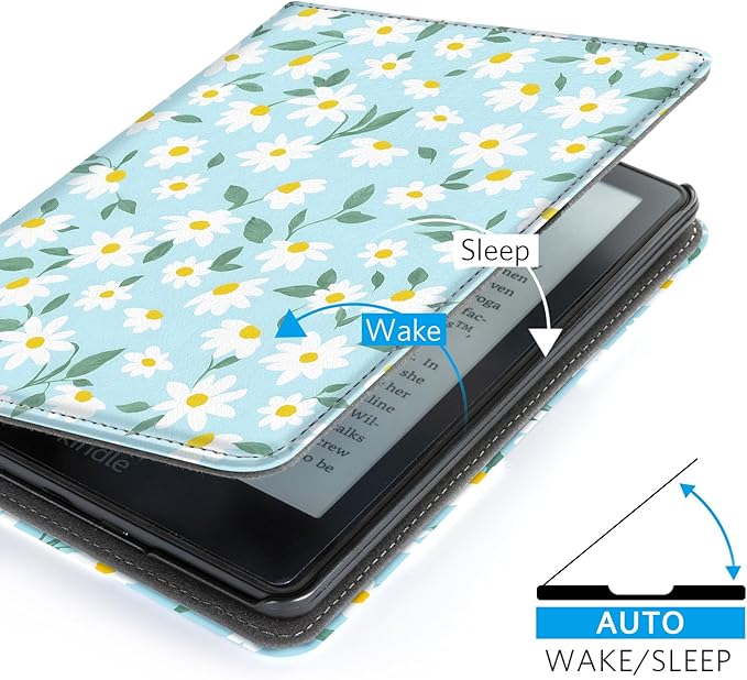 CoBak Case for 6 E-Reader - PU Leather Smart Cover with Auto Sleep/Wake &amp Hand Strap not Compatible with Kobo ClaraBlue Daisy
