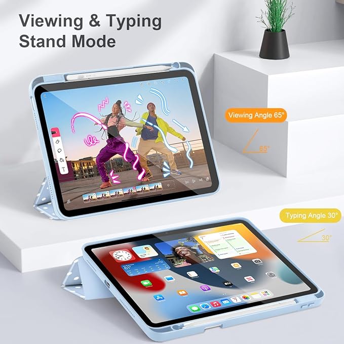 Tuiklol Case for iPad Air 11 Inch M4 2026 / Air 11 Inch M3 2025 / Air 11 Inch M2 2024 / iPad Air 10.9 Inch 2022 2020 Buit in Pencil Holder with Shockproof Cover Clear Transparent Back Spot-Blue