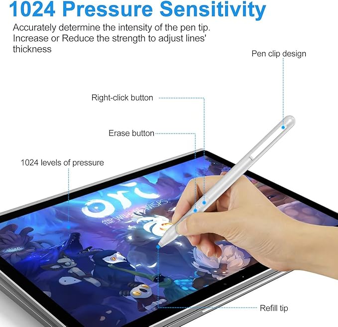 Pen for HP Omnibook Digital Stylus Pen for HP Envy Pavilion Spectre x360 Touchscreen Laptop with MPP 1.51 Palm Rejection 1024 Pressure 2500H Working Time 2 Button
