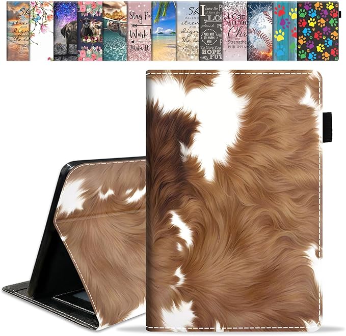 Case for Amazon Kindle Fire HD 10 &amp 10 Plus Tablet 10.1 (13th/11th Generation 2023/2021 Release) - Premium PU Leather Cover with Auto Sleep Wake Brown Cow Print