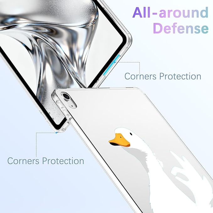 for iPad Pro 11(M4) 2024 5th GenNot Okay Goose Crystal Clear CaseSlim Lightweight Anti-Scratch Soft TPU Bumper Hard Acrylic Back Cover for Women