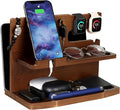Gifts for Men Desk or Nightstand Organizer - Wood Phone Docking Station - Birthday Gifts for Husband Fathers Day for Dad - Anniversary Idea from Wife - Key Holder Stand Wallet Watch &amp Essential