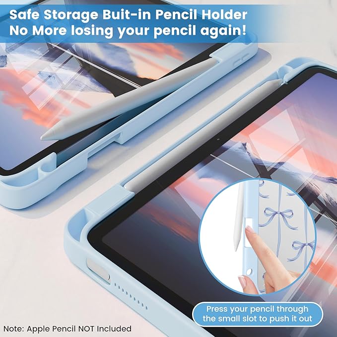 Case Compatible with iPad (A16) 11th Generation 11 Inch 2025/10th Generation 10.9 Inch 2022 Shockproof Hybrid Slim Stand Cover with Clear Back Shell &amp Pencil Holder Auto Wake/Sleep Z012