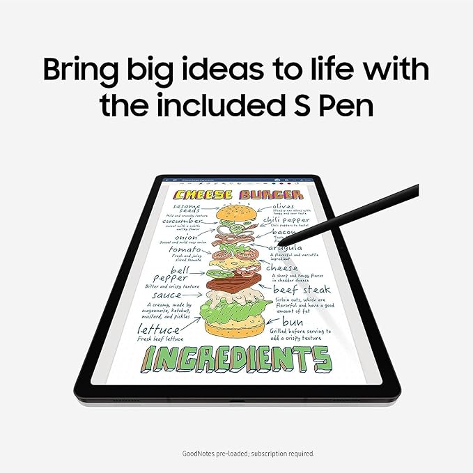 Tab S9 S Pen (WithBluetooth) Slim 0.7mm Pen Tip 4096 Pressure Levels for Samsung Galaxy Tab S9 | Tab S9 Plus | Tab S9 Ultra | Tab S9 FE | Tab S8 | Tab S7 All Versions Stylus Pen Touch S Pen - Black