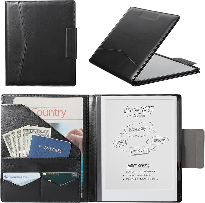 CoBak Premium PU Leather Case for 10.3 Remarkable 2 Tablet (2020) - Folder Design Slim Hard Shell with Pen HolderBlack Leather