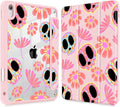Mektron Case for 2026 iPad Air 13 inch M4 Cover Compatible 2025 iPad Air 13 inch M3 2024 iPad Air 13 inch M2 with Pencil Holder Shockproof Clear Shell Skull &amp Flowers Pink