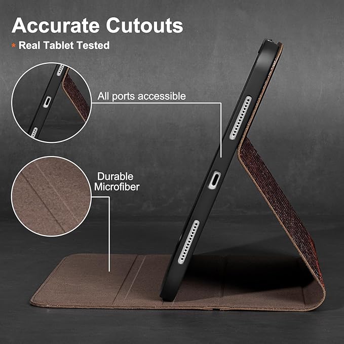 Gexmil Leather Case for iPad mini 7 (A17 Pro) 2024 / iPad mini 6 Generation 2021 8.3 InchPremium Cowhide Cover with Adjustable Stand Auto Wake/SleepBrown Crocodile