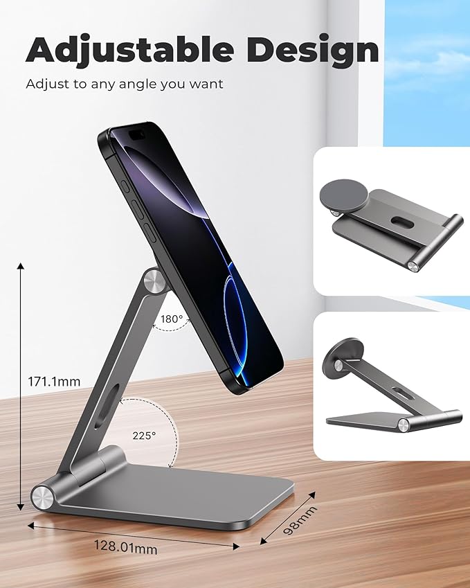 Antank Foldable Magnetic Stand Compatible with Switch OLED &amp Mag-Safe Portable iPhone Stand Holder for Desk Aluminum Alloy Adjustable Phone Stand Mount for Switch iPhone 16/15/14/13/12/11
