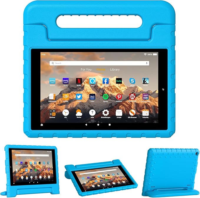 for Amazon Fire hd 10 Tablet case Kids 5th/7th/9th Generation 2015/2017/2019 Released Shockproof Lightweight Protective Cover with Portable Handle Stand for Boys Girls Blue