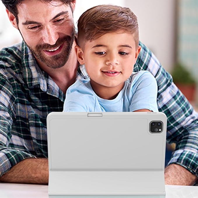 ZryXal iPad Pro 11 Inch Case (M5) 2025/ (M4) 2024 (Model: A2836/A2837/A3006) Trifold Stand Smart Cover with Pencil Holder and Soft TPU Back Auto Wake/Sleep (New Light Gray)