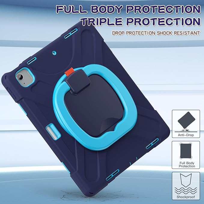 SCSVPN Case for iPad Air 13 inch M4 2026/ M3 2025/ M2 2024 &amp iPad Pro 12.9'' 6th/5th/4th/3rd Generation 2022 2021 2020 2018 Protective Cover with Pencil Holder-Stand-Handle-Shoulder Strap Navy B