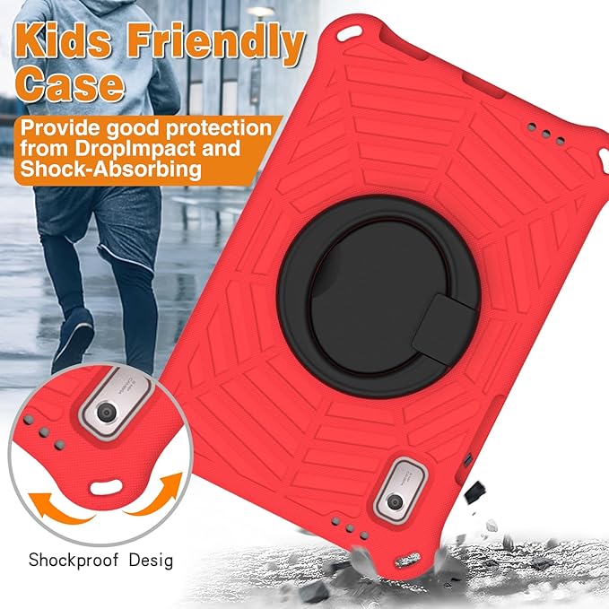 Compatible with Lenovo Tab M9 9.0 inch (TB-310FU) 2023 Case Tablet for Kids Light Weight EVA Rugged Shockproof Full Cover 360 Rotating Handle Stand Case (Red)