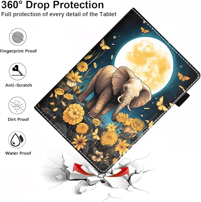 Elephants and Flowers Under the Moon