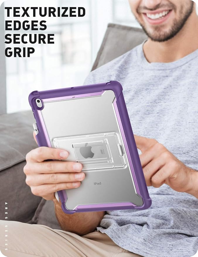 i-Blason Ares Case for New iPad 9th/8th/7th Generation iPad 10.2 2021/2020/2019 Case Full-Body Kickstand with Built-in Screen Protector Cover with Pencil Holder (Purple)